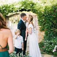 Simple A Line Chiffon Boho Beach Wedding Dresses Crew Neck Short Sleeve Ruffle Bridal Gowns - Thumbnail 3