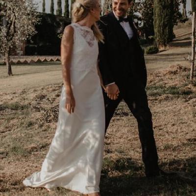 Romantic mermaid two pieces garden wedding dresses delicate lace sleeveless bridal gowns - Thumbnail 5