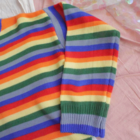 Colorful Rainbow Stripes Knit Sweater - Thumbnail 3
