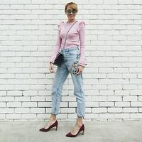 High Waist Embroidered Denim Trousers - Thumbnail 2