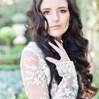 Simple Sheath Tulle Garden Wedding Dresses Crew Neck Sheer Long Sleeve Lace Appliques Bridal Gowns - Thumbnail 1