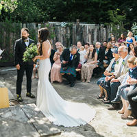 Simple Mermaid Garden Wedding Dresses Crew Neck Crisscross Back Lace Appliques Bridal Gowns - Thumbnail 2