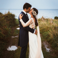 Glamous Mermaid Church Wedding Dresses Crew Neck Sheer Long Sleeve Lace Covered Button Bridal Gowns - Thumbnail 2