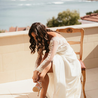 Glamous Mermaid Church Wedding Dresses Crew Neck Sheer Long Sleeve Lace Covered Button Bridal Gowns - Thumbnail 3