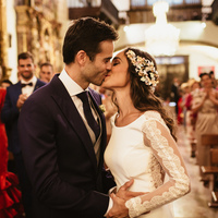 Glamous Mermaid Church Wedding Dresses Crew Neck Sheer Long Sleeve Lace Covered Button Bridal Gowns - Thumbnail 4