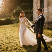 Romantic Mermaid Garden Wedding Dresses Sexy Deep V Neck Lace Appliques Bridal Gowns - Thumbnail 2