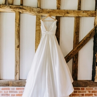 Glamous Ball Gown Church Wedding Dresses Sexy Deep V Neck Covered Button Bridal Gowns - Thumbnail 2