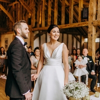 Glamous Ball Gown Church Wedding Dresses Sexy Deep V Neck Covered Button Bridal Gowns - Thumbnail 4