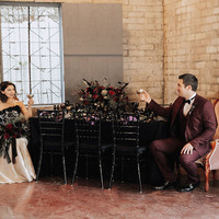 Glamous Mermaid Satin Black and White Gothic Wedding Dresses Sexy Lace Accents Bridal Gowns - Thumbnail 3