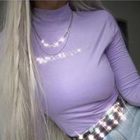 Glitter PARADISE Rhinestone Snake Pastel Purple Top - Thumbnail 1