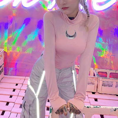 High collar transparent moon t-shirt