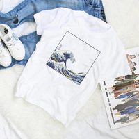 Harajuku Japanese Wave Print T shirt - Thumbnail 1