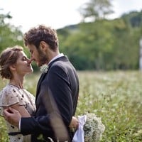 Unique Sheath Black and White Polka Dots Wedding Dresses Crew Neck Short Sleeve Sash Bridal Gowns - Thumbnail 3