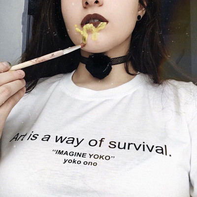 Free shipping-"art is a way of survival"by yoko ono tee - Thumbnail 5