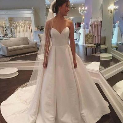  elegant a line wedding dresses with satin floor length ruffle custom made vestido de nova cheap bridal gown - Thumbnail 4