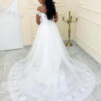 White Off Shoulder Sweetheart Lace Wedding Dresses Bride Gown - Thumbnail 2