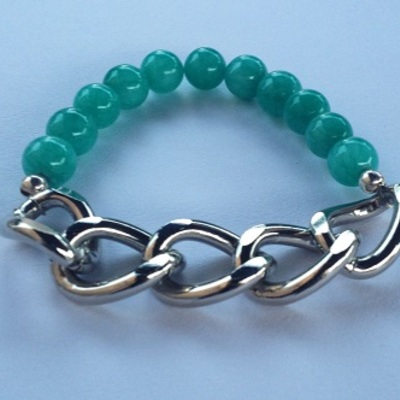 Silver cuban link bracelet - dark mint