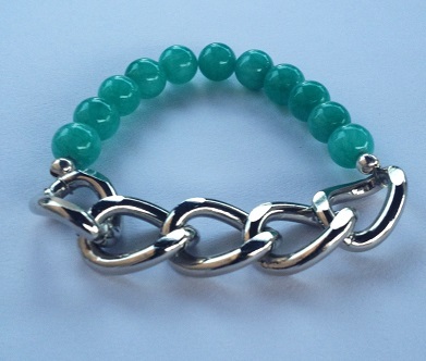 Silver Cuban Link bracelet - Dark Mint