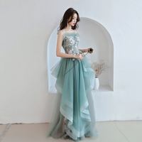 Unique tulle lace long prom dress, green evening dress - Thumbnail 2