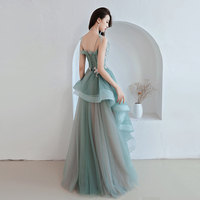 Unique tulle lace long prom dress, green evening dress - Thumbnail 3