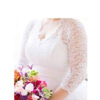 50s Vintage Design Tea Length Wedding Dresses Half Sleeve V Neck Lace A Line Short Bridal Gowns vestido de noiva Custom Size - Thumbnail 3