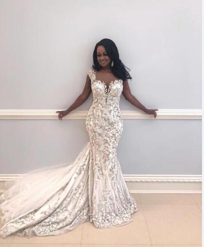 New Sheer Jewel Neck Sexy Mermaid Wedding Dresses Lace Applique Backless Court Train Wedding Dress Bridal Gowns robe de mariée