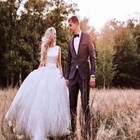 New Arrival Simple Scoop Neckline Sleeveless Satin Cheap Western Wedding Dress With Bow Belt Open Back Covered Button A-line Bridal Gowns - Thumbnail 2