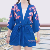 Japanese Koi Fish Flower Kimono Coat - Thumbnail 2