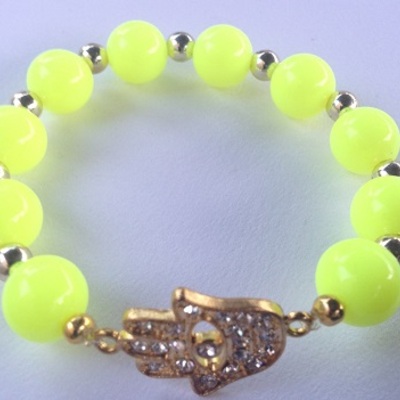 Neon yellow hamsa bracelet