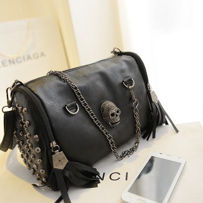 Gothic punk style skull rivet women's bag