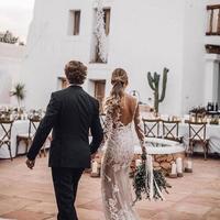  New Scoop Illusion Mermaid Wedding Dresses Long Sleeves Appliques Sexy Bridal Wedding Gowns Sweep Train Robe De Mariee Bride Dresses - Thumbnail 2