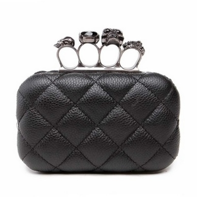 Skull ring black clutch chain shoulder bag