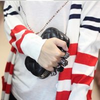 Skull Ring Black Clutch Chain Shoulder Bag - Thumbnail 2
