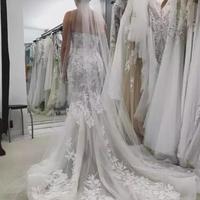 Mermaid Wedding Dresses Sweetheart Lace Appliques Sweep Train Custom Made Country Wedding Dress With Veil Plus Size Bridal Gowns - Thumbnail 1