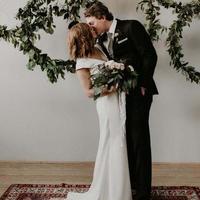 Simple Mermaid wedding dresses With Sexy V Neck Satin chiffon Floor LEngth custom Made Bridal Gown - Thumbnail 2