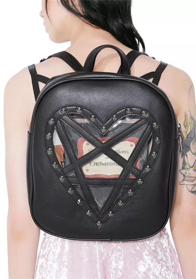 Black Punk Gothic Transparent Design Heart Backpack