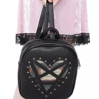 Black Punk Gothic Transparent Design Heart Backpack - Thumbnail 1