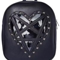 Black Punk Gothic Transparent Design Heart Backpack - Thumbnail 2