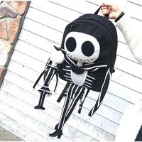 Black Gothic Harajuku SKull Skeleton Backpack School Bag - Thumbnail 1