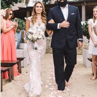  Bohemian Sheath Wedding Dresses Long Lace Appliques Sheer Neck Sexy Open Back Beach Boho Bridal Gowns Cheap Country Wedding Dress - Thumbnail 1