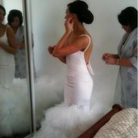  Sexy Open Back with Bow Mermaid Wedding Dresses Spaghetti Straps Long Ruffles Tulle Bridal Gowns - Thumbnail 1