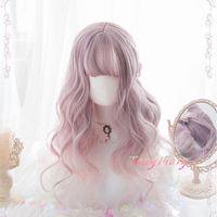 Pastel Pink Purple Gradient Curly Cosplay Wigs - Thumbnail 1
