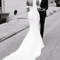 White Mermaid Wedding Dresses Off Shoulder Court Train African Garden Country Church Bridal Gowns vestido de novia Plus Size Cheap - Thumbnail 1