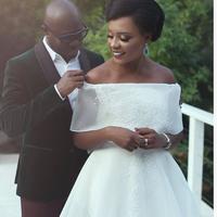 Elegant White Short Sleeve Wedding Dress High Low Cap Sleeve Bridal Gown vestido de noiva Catching-eyes Brides Dresses - Thumbnail 2