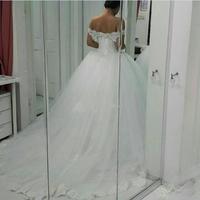 Off Shoulder Ball Gowns Princess Lace Wedding Dresses Sweetheart Appliques with Beaded Wedding Gowns Puffy Skirt Lace-Up Back Bride Dress - Thumbnail 2