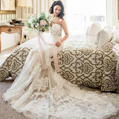  bohemian mermaid wedding dress gorgeous sweetheart see through full lace applique bridal gown summer garden wedding dresses cheap - Thumbnail 5