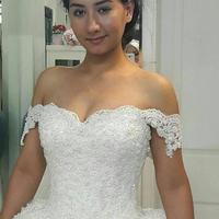 Off Shoulder Ball Gowns Princess Lace Wedding Dresses Sweetheart Appliques with Beaded Wedding Gowns Puffy Skirt Lace-Up Back Bride Dress - Thumbnail 4