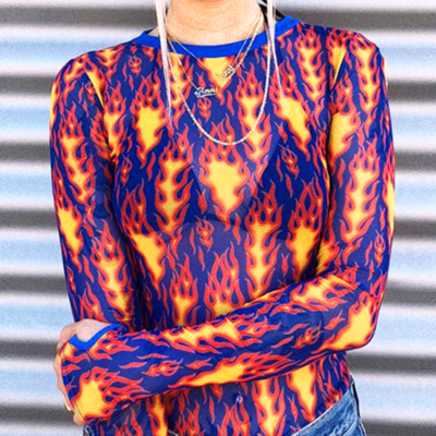 Free shipping-cyber punk flame mesh top - Thumbnail 3