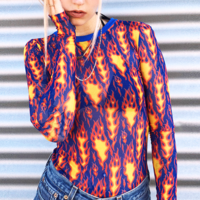 Free Shipping-CYBER PUNK FLAME MESH TOP - Thumbnail 1
