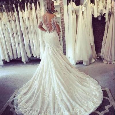Country wedding dresses off the shoulder lace appliques sweep train beach bridal gowns long sleeves beach vestidos de novia - Thumbnail 5